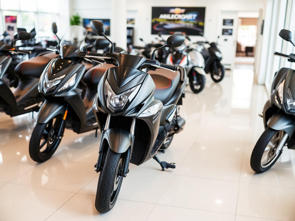 Motos et scooters neufs alignés dans le showroom Alpes Moto & Scoot