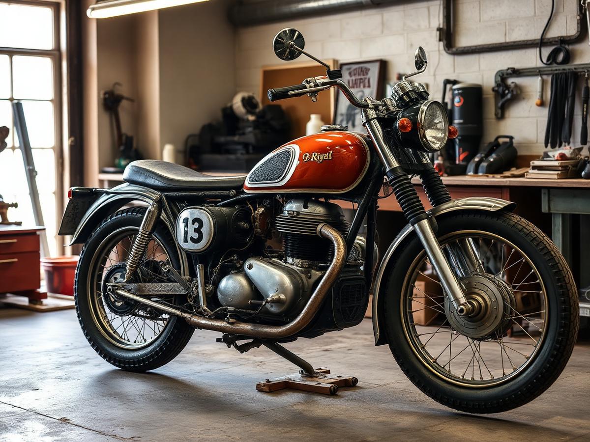 Moto ancienne en cours de restauration dans l'atelier Alpes Moto & Scoot